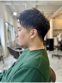 MEN'S HAIR束感アッシュブラックショートマッシュパーマ