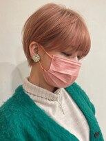 トレヘアー 京都 烏丸(tRe hair) マッシュショート　ハイトーン　ピンク