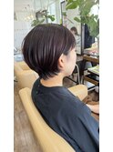 小顔ショート ボルドーカラー