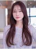 大人かわいい前髪セシルカットココアブラウンフリンジウェーブ