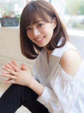 マイラ 銀座(myla) 似合わせくびれ小顔カットネビージュワンレンひし形ボブルフ黒髪