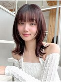 暗髪も出せるこなれ感！フェイスレイヤー×ナチュラルセミロング