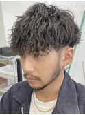 原宿メンズパーマ波巻きパーマセンターパートシャドウパーマ◆