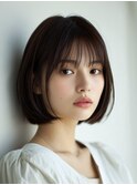 切りっぱなしボブ × シースルーバング
