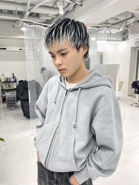 ギア(GEAR.) メンズエンドカラー/白黒メッシュ