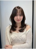 顔周りカット レイヤーカット ハッシュカット グレージュ