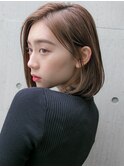 ココアブラウン　すっきりボブ