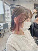 インナーカラー /イヤリングカラー/切りっぱなしボブ/外ハネボブ