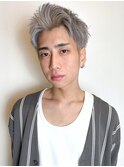 シルバーカラー ブリーチ アッシュカラー アップバング