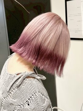 ラック 表参道(LUCK) ボブレイヤー/裾カラー/デザインカラー/ミルクティーベージュ