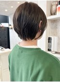 福山市美容室Caary似合わせカット前下り丸みショートボブ