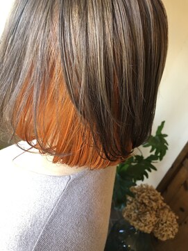 バランス Balance ミルクティーベージュ×インナーカラー クリアオレンジ