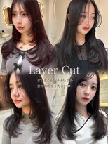 サイン 渋谷(SIGN)&nbsp;韓国ヘアーハッシュカットレイヤーカットグレージュブリーチ無し