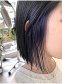 ブルーラベンダー☆インナーカラー 切りっぱなしボブ