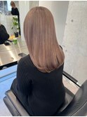 前下がりボブダブルカラーレイヤーカットミルクティーベージュ