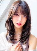 艶感前髪ワンカールサイドバングくびれ丸みヘア美髪大人美人