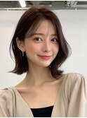 ナチュラルボブレイヤートレンドカラー韓国風シースルーバング