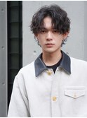 心斎橋シャドウパーマメンズマッシュウルフカット波巻きパーマ