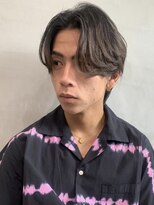 センターパートメンズマッシュパーマニュアンスパーマ刈り上げ