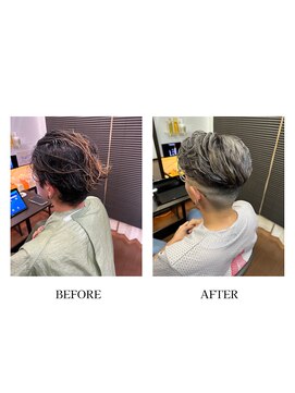 ヘアーメイク クーラ 行橋店(Hair make CURA) ワイルド刈り上げショート　ツーブロックアッシュハイライト