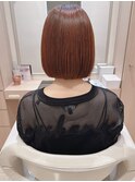 チェリーブラウンミニボブ大人マッシュルーム段カットアラフォー