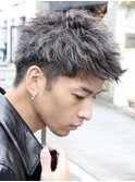 原宿スパイキーショートカットビジネスヘア短髪ツイストパーマ