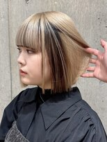 サンク 原宿 表参道(cinq)&nbsp;ミルクティーピンクカラーベージュウルフレイヤーナチュラルボブ