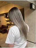 アプリコットオレンジ、ホワイトブロンド、ロングレイヤー