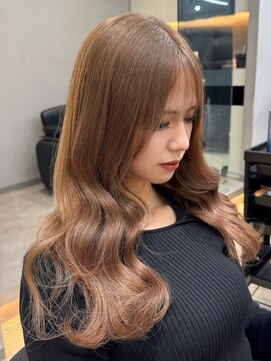 ラピステン 福岡天神 大名店(Lapis) ミルクティーベージュ/ブリーチ1回/韓国ヘア/顔周りレイヤー
