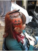 ハロウィン髪型。バリカンアートでお化けパンプキン。