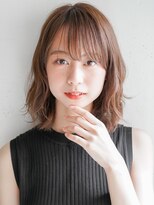 リヤン 表参道(lyann) 小顔似合わせカットウェーブミディアム黒髪前髪メルティーカラー