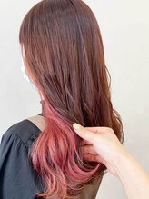 アテム 上安店(Atem) インナーカラー:レッドブラウン×ピンク