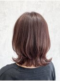 ピンクブラウン×レイヤーカット