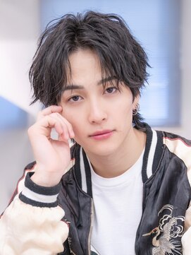 ハバナ 渋谷(HAVANA) アッシュブラックマッシュパーマ刈り上げツーブロック