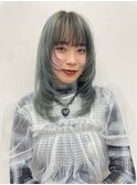 ロング韓国風レイヤーシャギーブリーチ個性派似合わせカラー
