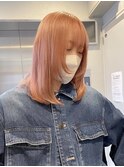 イメチェン外ハネボブワイドバングオレンジベージュ美髪韓国