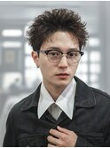 アップバングメンズツイストスパイラルパーマツーブロック