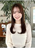 セミロングレイヤーシースルーバング