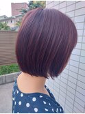 水素カラー　イルミナカラー　ピンク系　ミニボブ