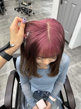 ペレ 栄店(PELE) デザインカラー/レイヤーカット/ウェットヘア/オリーブベージュ