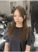 【韓国風】20代、30代◎オリーブベージュ内巻きハイレイヤー