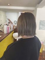 ヘアースペースブルーム プリュス 石橋店(HAIR SPACE BLOOM plus)&nbsp;石橋/カーキグレージュ/ぱっつんボブ/外ハネボブ/ブリーチ無し