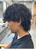 栃木メンズパーマメンズカットセンターパートメンズマッシュ緩め