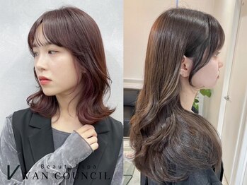ヴァンカウンシル 一宮店(VAN COUNCIL)の写真/顔周りレイヤーで小顔見せ☆韓国風くびれヘアや艶髪スタイルもお任せください！骨格を見極め似合うを提供♪