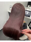 ロングヘアー　バーガンディカラー　髪質改善　赤坂見附