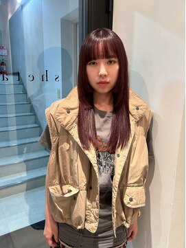 シータ(sheta) 【表参道sheta小林】ブリーチなしカラーチェリーレッドデザイン