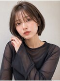 シースルーバング ショートボブ ショコラベージュ 美髪 透明感