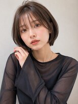ヘアメイク アージュ 天神西通り店(HAIR MAKE age) シースルーバング ショートボブ ショコラベージュ 美髪 透明感