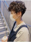 ミックスカール_マロンベージュ Aラインボブ かきあげ