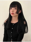 姫カット　ストレート　アッシュカラー　ロング【天神/今泉】